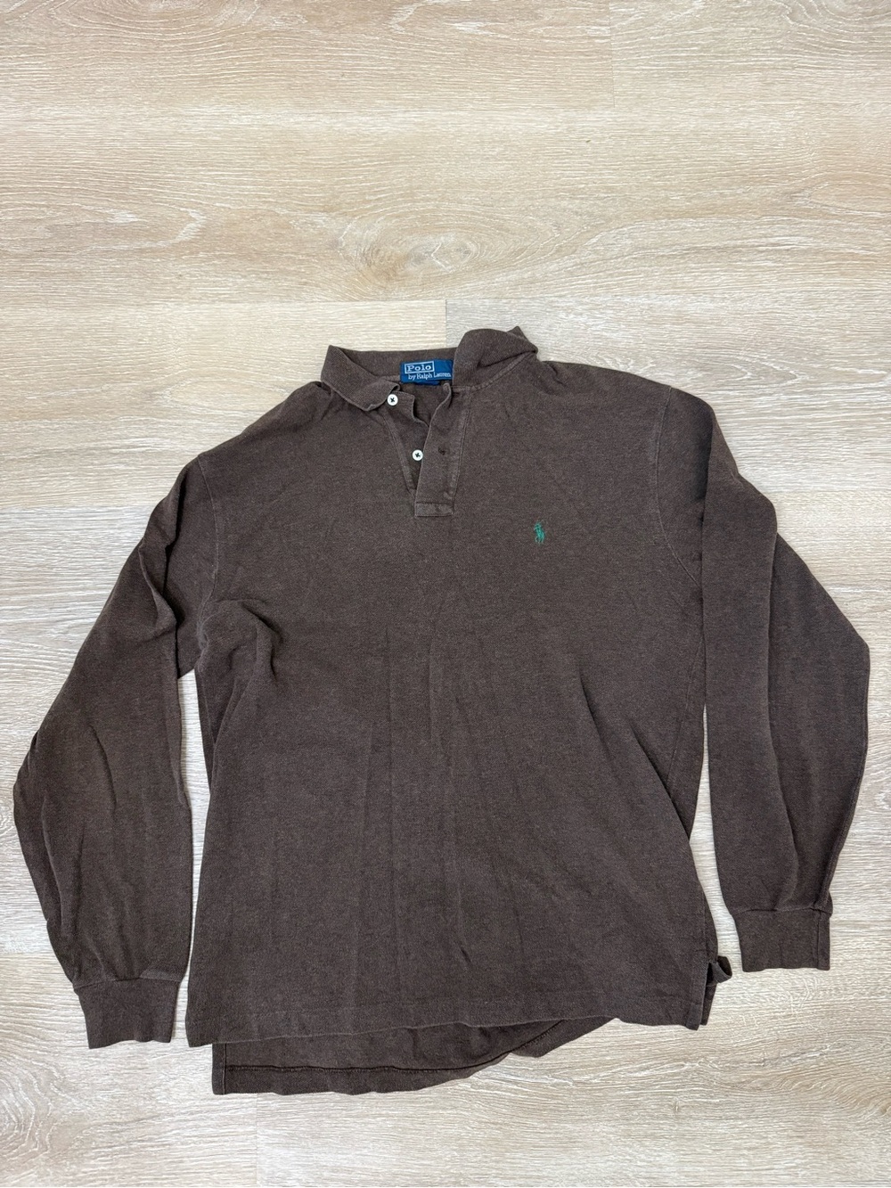 Vintage Polo Ralph Lauren Polo Long Sleeve Brown Cotton Size M Relaxed Fit